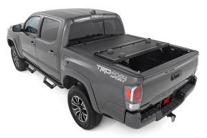 Toyota Tacoma Hard Low Profile Bed Cover - Rear - Rough Country - Tri-Fold - '16-'23 Toyota Tacoma Hard Low Profile Bed Cover - Rear - Rough Country - Tri-Fold - '16-'23